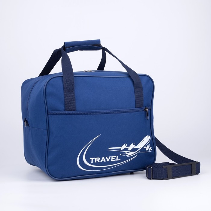 Сумка дорожная на молнии, 2 наружных кармана, длинный ремень, цвет синий Сумка дорожная на молнии, 2 наружных кармана, длинный ремень, цвет синий