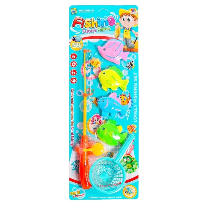 Рыбалка «Весёлые рыбки», 4 рыбки, 1 удочка, сачок