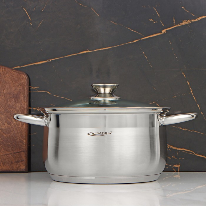 Кастрюля «Диана», 6 л, d=24 см, капсульное дно, стеклянная крышка, индукция Кастрюля «Диана», 6 л, d=24 см, капсульное дно, стеклянная крышка, индукция