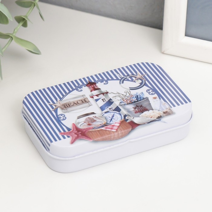 Шкатулка металл прямоугольная Шкатулка металл прямоугольная "Морская" МИКС 5,8х9,5х2,2 см