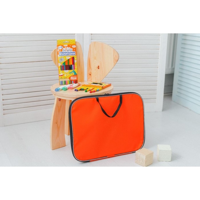 Папка для чертежей и рисунков А3, 470 х 350 х 20 мм, с ручками, текстильная, Calligrata Стандарт, Оранжевая, плотность 600D Папка для чертежей и рисунков А3, 470 х 350 х 20 мм, с ручками, текстильная, Calligrata Стандарт, Оранжевая, плотность 600D