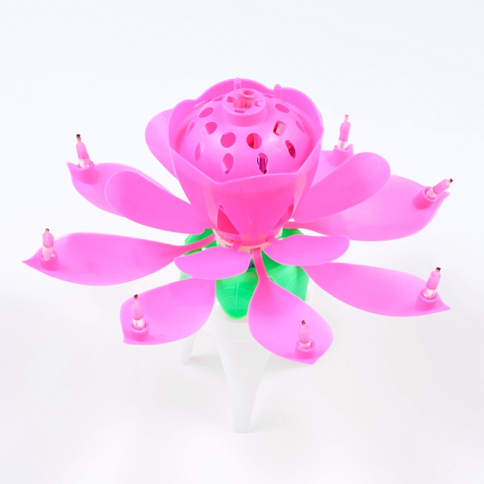 Свеча для торта музыкальная  Свеча для торта музыкальная "Тюльпан", крутящаяся, розовая, 14,5×6 см