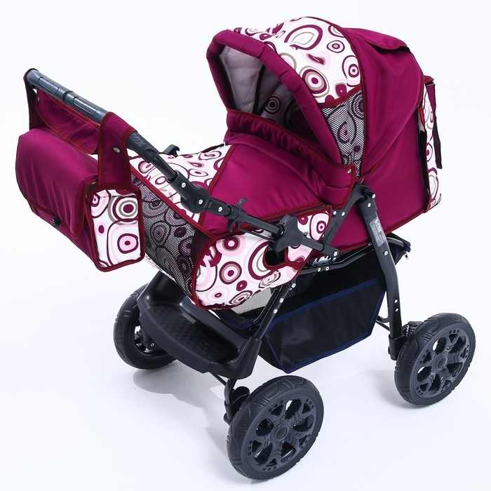 Коляска-трансформер «Гном», пластиковые колёса, оттенки красного, рисунок МИКС Коляска-трансформер «Гном», пластиковые колёса, оттенки красного, рисунок МИКС