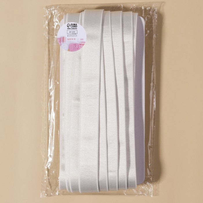 Резинка для бретелей, блестящая, 20 мм, 10 ± 0,5 м, цвет белый