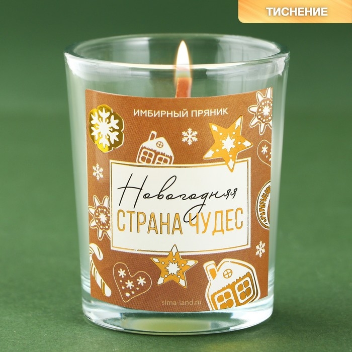 Новогодняя свеча в стакане с сюрпризом внутри «Страна чудес», аромат имбирный пряник Новогодняя свеча в стакане с сюрпризом внутри «Страна чудес», аромат имбирный пряник