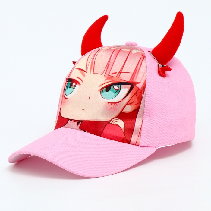 Кепка детская для девочки «Чертенок» аниме с заколками, р-р 52-54 5-7 лет