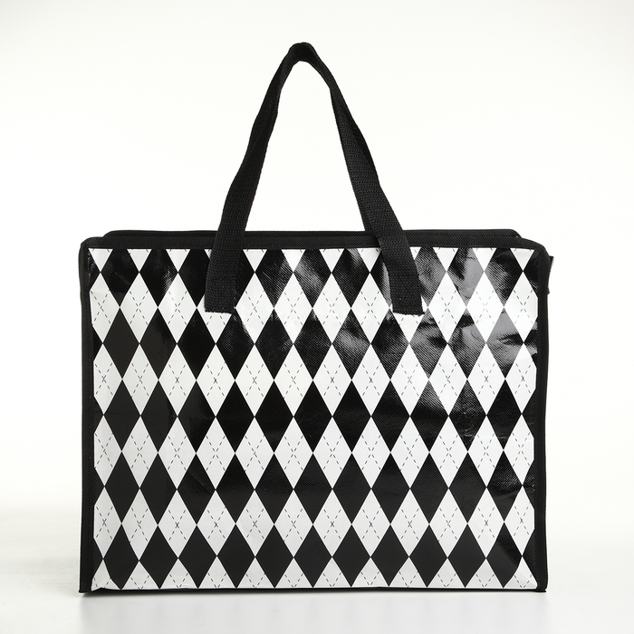 Сумка хозяйственная на молнии, цвет чёрный/белый Сумка хозяйственная на молнии, цвет чёрный/белый