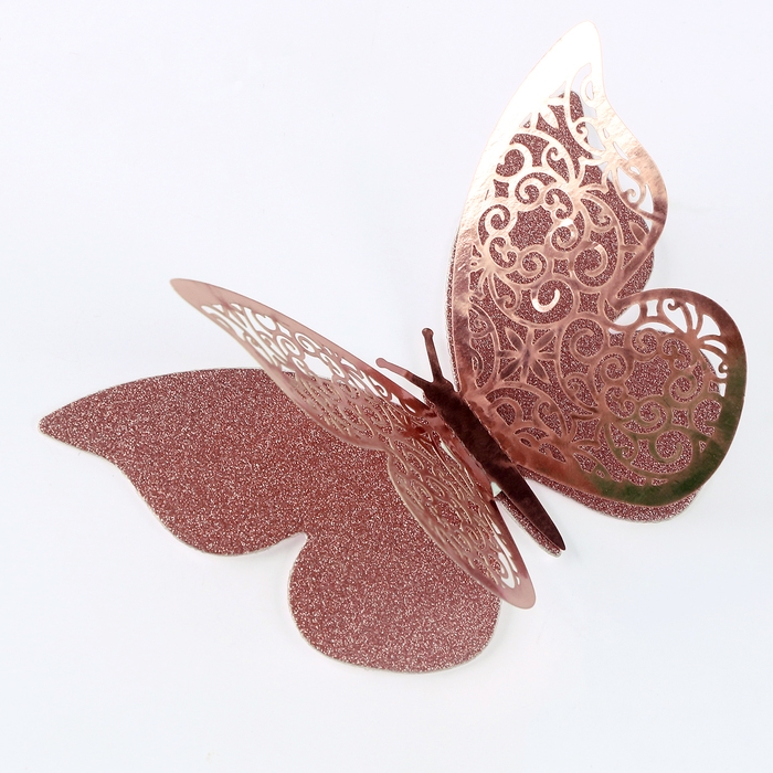 Набор топперов &laquo;Бабочки&raquo;, с узорами, набор &mdash; 12 шт., цвет розовое золото