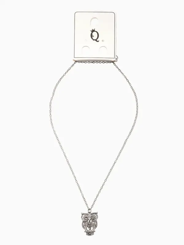 Кулон &laquo;Ажурная сова&raquo;, белый в серебре, 45 см