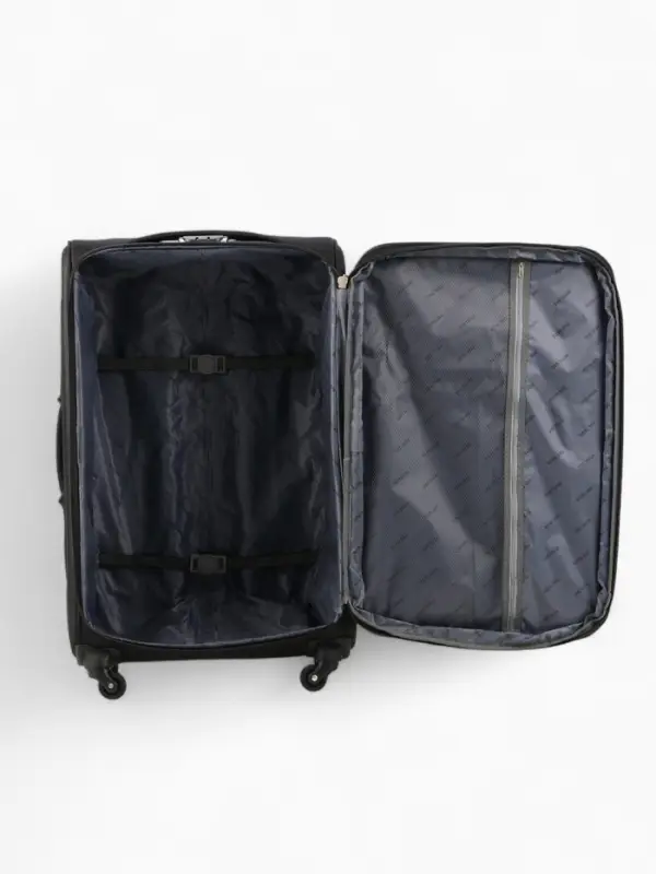 Чемодан на колёсах Royalbag большой 104 л (L), на молнии, с увеличением, кодовый замок, 4 колеса, чёрный