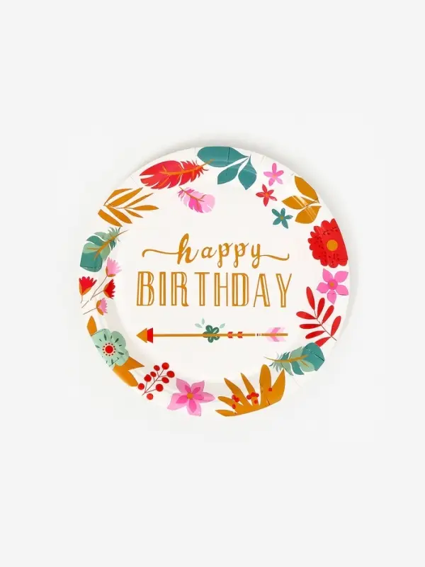 Тарелки одноразовые бумажные Happy birthday, 10 шт.
