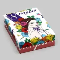 Подарочная складная коробка, упаковка, «Девушка в весенних цветах» 21×15×5.7 см