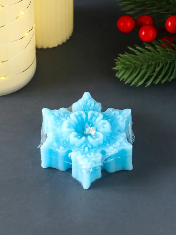 Свеча "Звездочка ажурная" 75х70х25 мм, голубая