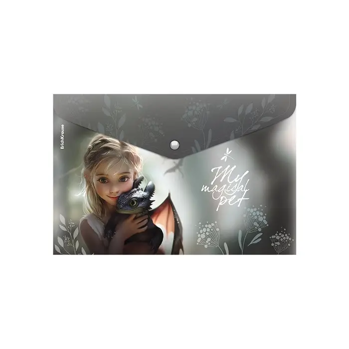 Папка-конверт А4 ErichKrause Magic Pet, на кнопке, МИКС