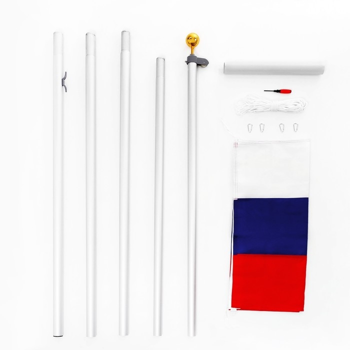 Уличный флагшток с флагом, 7.5 м, d-5 см, флаг 90 х 150 см Уличный флагшток с флагом, 7.5 м, d-5 см, флаг 90 х 150 см