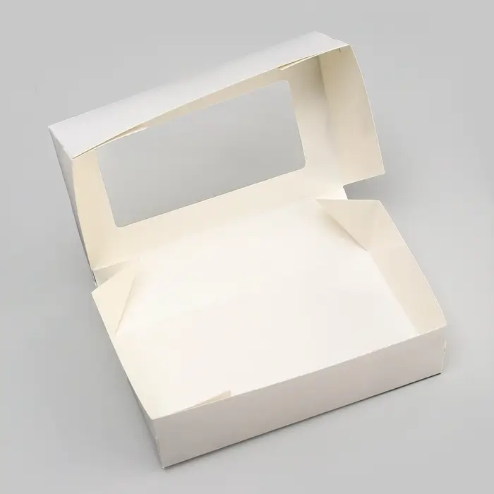 Упаковка для продуктов с окном, белая, 23×14×6 см, 1.9 л