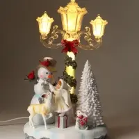 Фигурка светодиодная &laquo;Снеговик с девочкой&raquo;, новогодняя, 3хАА, музыка, свет, USB, 15&times;18&times;31 см