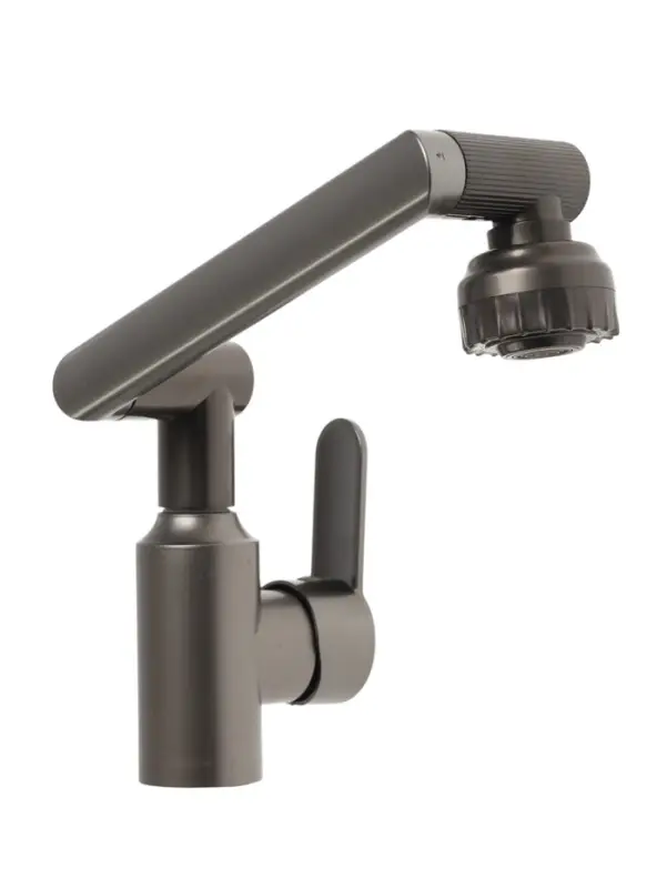 Смеситель для кухни ZEIN Z3706, регулируемый излив высотой 25 см, аэратор 2 режима, графит