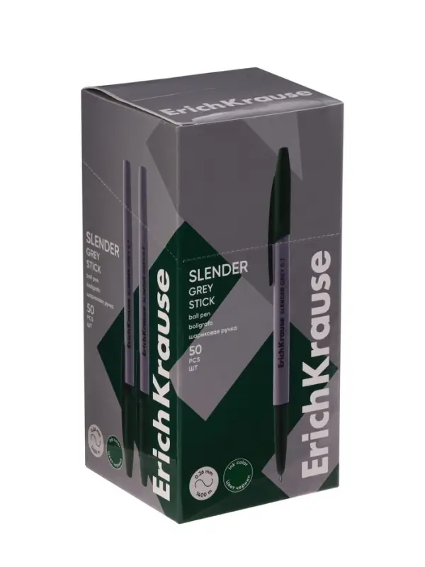 Ручка шариковая ErichKrause Slender Stick Grey, Super Glide, 0.7 мм, зелёная Ручка шариковая ErichKrause Slender Stick Grey, Super Glide, 0.7 мм, зелёная