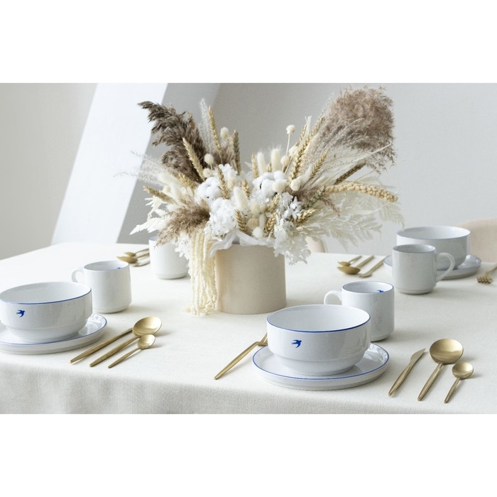 Тарелка плоская керамическая «Ласточка», 20 см, цвет белый Тарелка плоская керамическая «Ласточка», 20 см, цвет белый