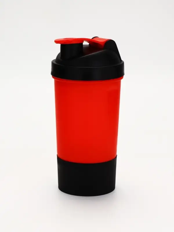 Шейкер спортивный для коктейлей и протеина, с чашей, красно-чёрный, 500 мл