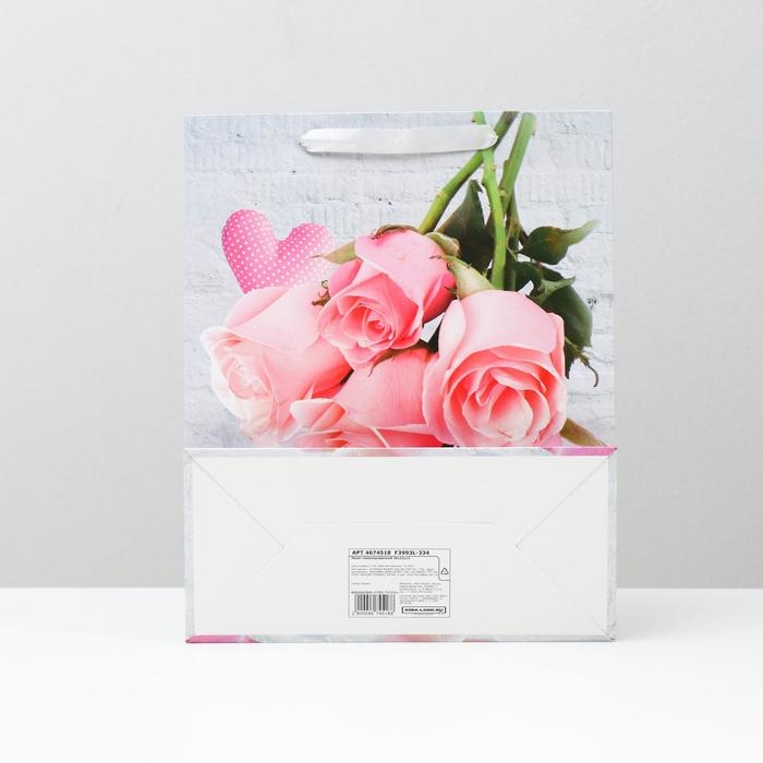 Пакет ламинированный "Букет роз" 26x32x12