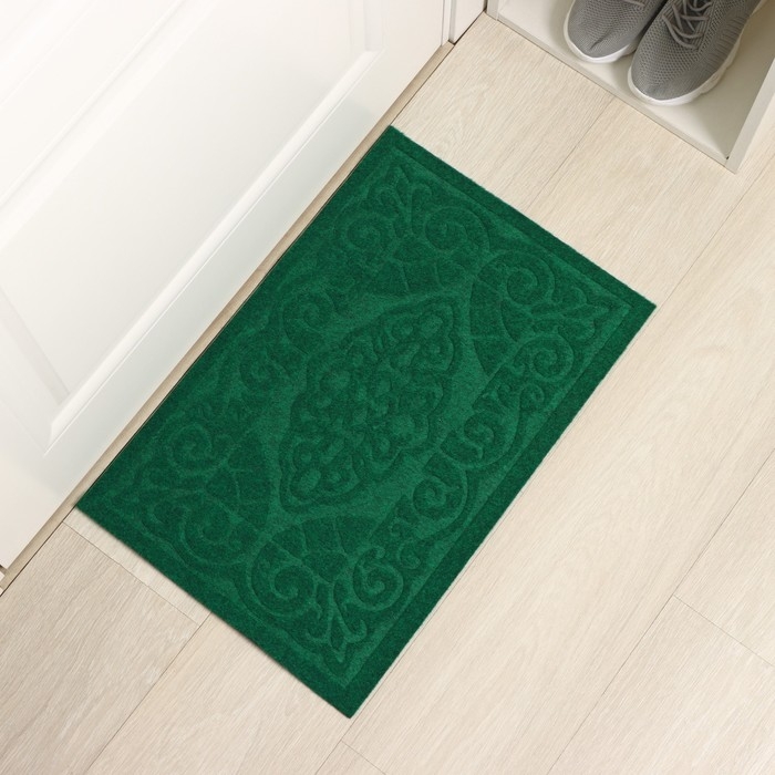 Коврик влаговпитывающий придверный без окантовки Доляна &laquo;Восточная сказка&raquo;, 40&times;60 см, цвет зелёный