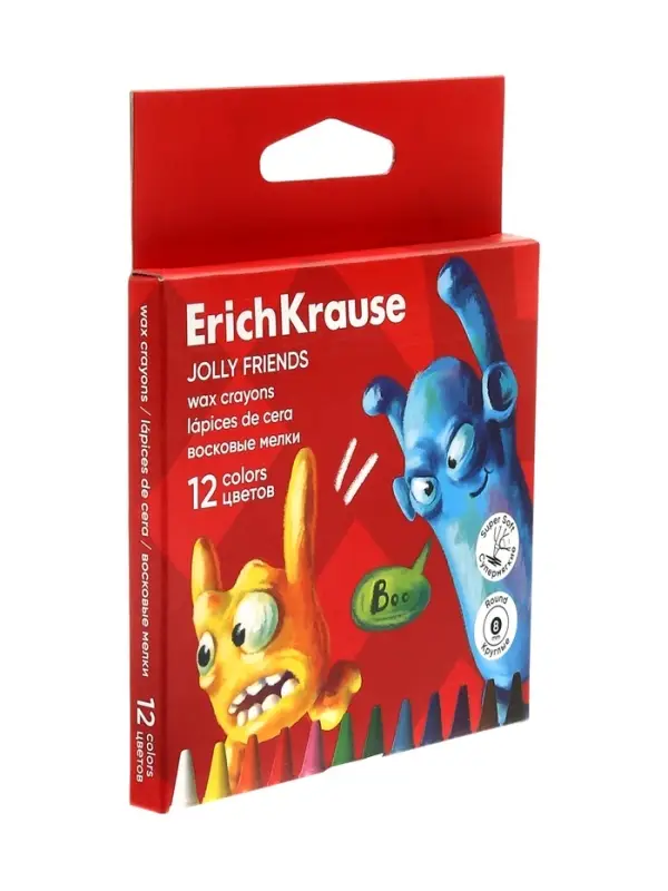 Восковые мелки 8 цветов, ErichKrause Jolly Friends, круглые