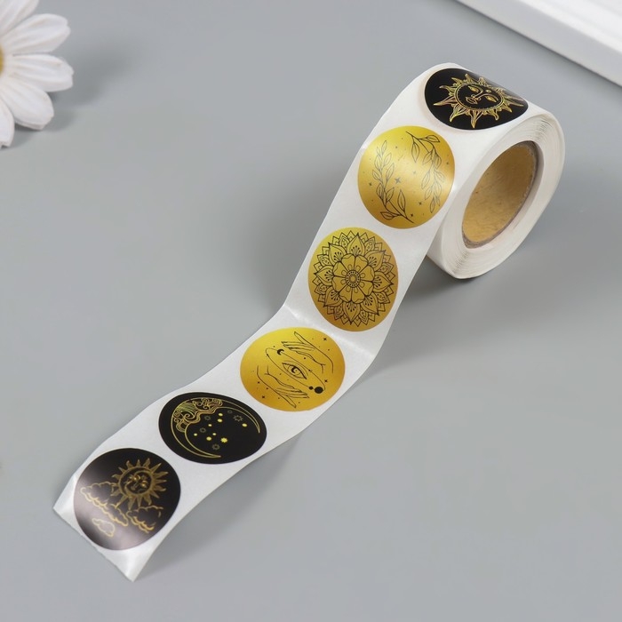 Наклейка бумага Наклейка бумага "Солнце и луна" d=2,5 см 252 шт в рулоне