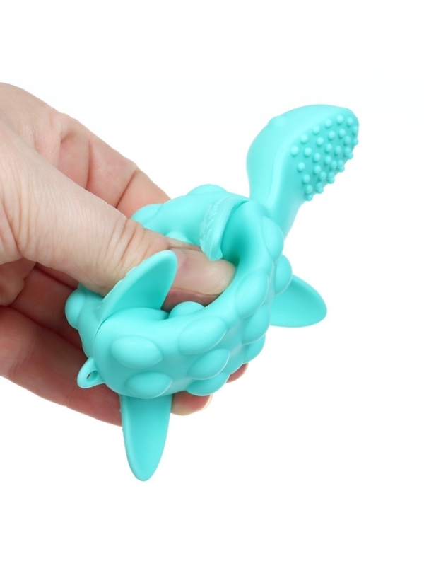 Прорезыватель силиконовый для зубов с погремушкой Крошка Я «Черепаха», бирюзовый Прорезыватель силиконовый для зубов с погремушкой Крошка Я «Черепаха», бирюзовый