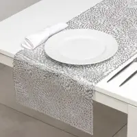 Дорожка на стол Доляна &laquo;Астры&raquo;, 89&times;35 см, серебряная