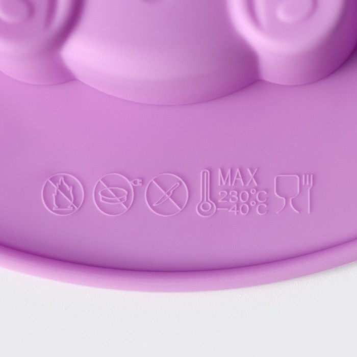 Форма для выпечки Доляна «Мишка», силикон, 27×24 см, 7 ячеек, цвет сиреневый Форма для выпечки Доляна «Мишка», силикон, 27×24 см, 7 ячеек, цвет сиреневый