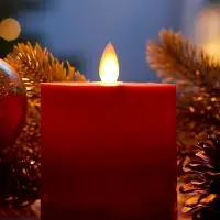 Светодиодная свеча восковая &laquo;Глубокий красный&raquo;, 10&times;7 см, от батареек АААx3, свечение тёплое белое