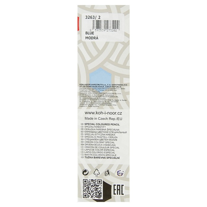 Карандаш Koh-I-Noor 3263/2 специальный, для письма по стеклу, металлу, пластику, цвет синий Карандаш Koh-I-Noor 3263/2 специальный, для письма по стеклу, металлу, пластику, цвет синий