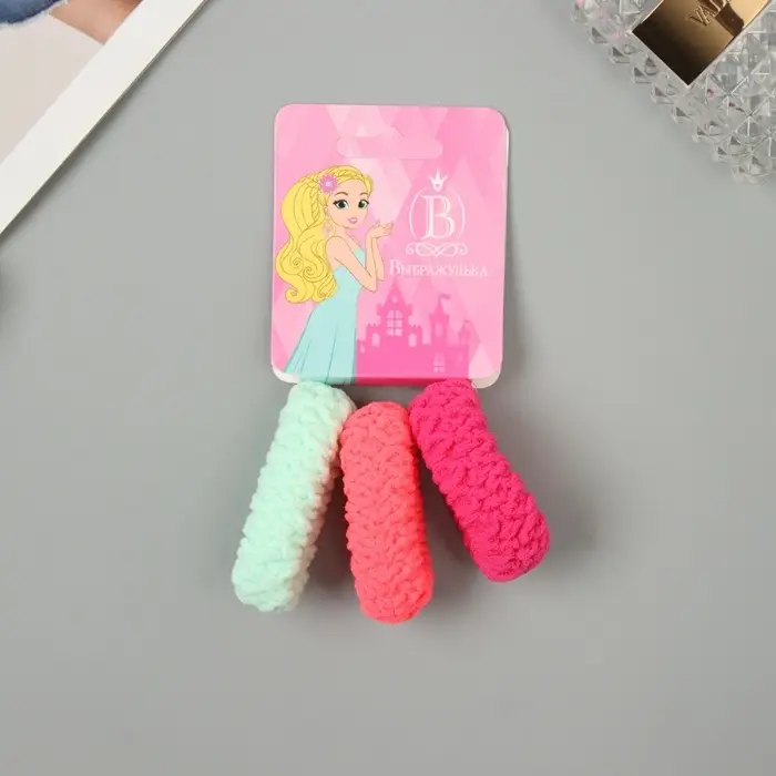 Резинка для волос Резинка для волос "Махрушка спорт" (набор 3 шт) яркость жатка, 4 см