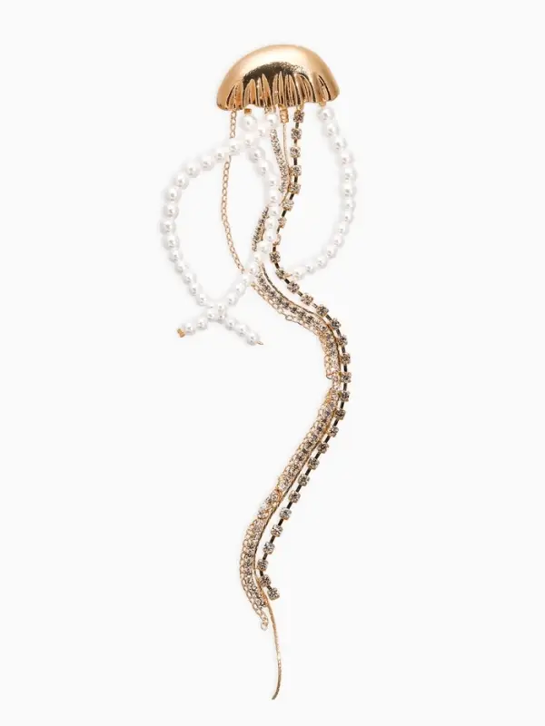 Брошь «Медуза», цвет белый в золоте Брошь «Медуза», цвет белый в золоте