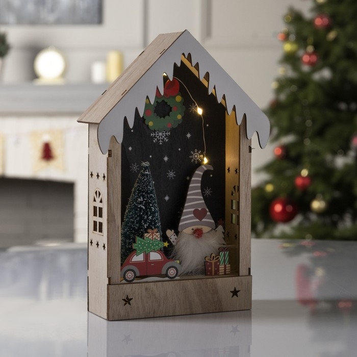 Светодиодная фигура «Домик с эльфом» 14 × 29 × 5.5 см, дерево, батарейки AAAx2 (не в комплекте), свечение тёплое белое Светодиодная фигура «Домик с эльфом» 14 × 29 × 5.5 см, дерево, батарейки AAAx2 (не в комплекте), свечение тёплое белое