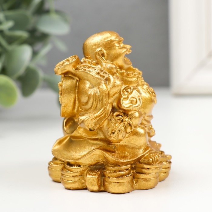 Нэцкэ полистоун золото Нэцкэ полистоун золото "Счастливый хотей" 6,5х5,5х7 см