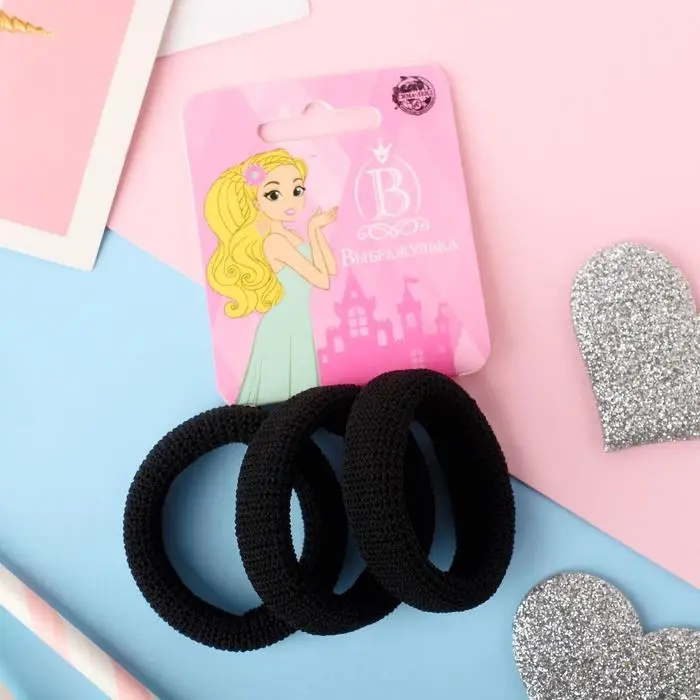 Резинка для волос Резинка для волос "Спорт" (набор 3 шт) вязание, 4 см, чёрный