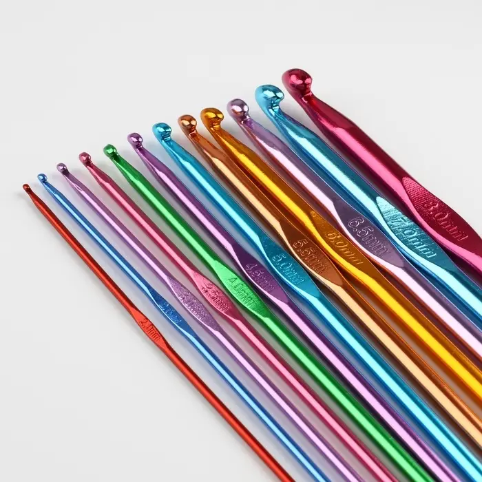 Набор крючков для вязания, d=2-8 мм, 14.5 см, 12 шт., разноцветный