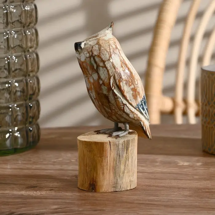 Cувенир «Сова на пеньке», 18 см, дерево