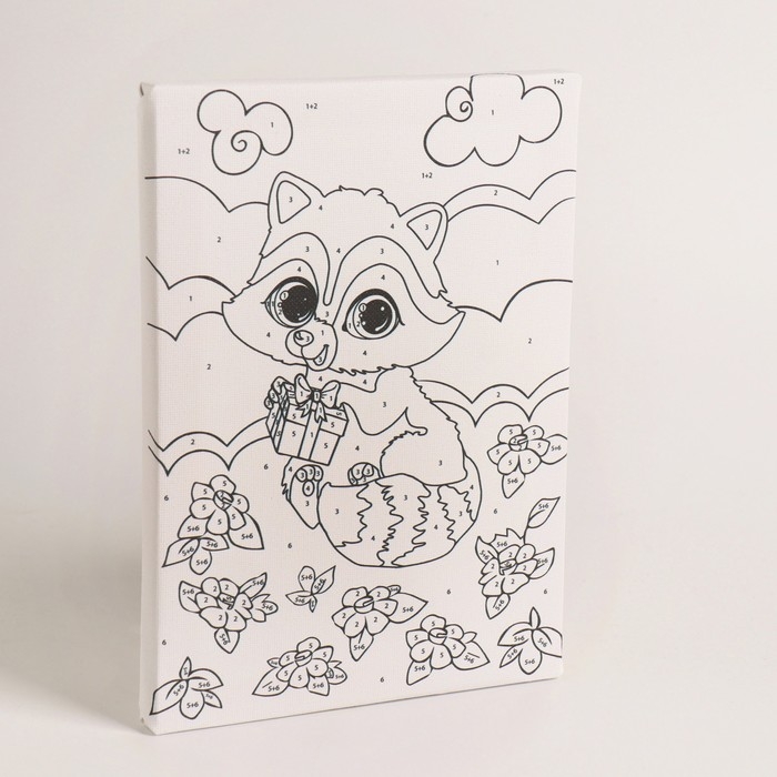 Картина по номерам для детей «Енотик на полянке», 21 х 15 см Картина по номерам для детей «Енотик на полянке», 21 х 15 см