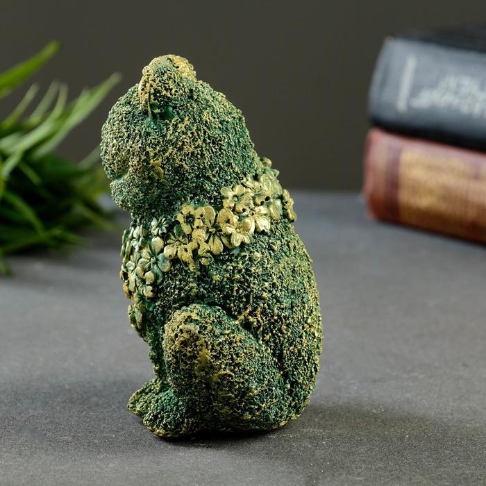 Фигура Фигура "Лягушка из цветов" зеленая с позолотой, 12х9х8см,