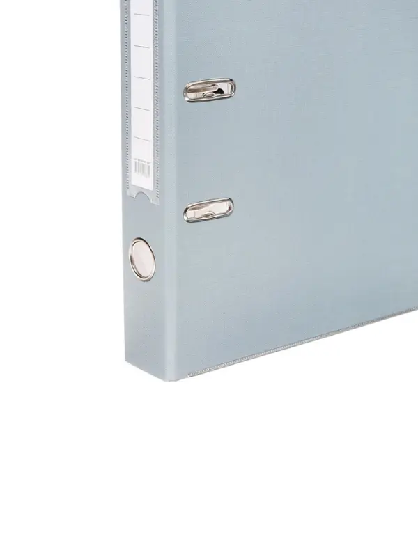 Папка-регистратор А4, 50 мм, ПВХ, тиснение &laquo;лен&raquo;, металлическая окантовка, карман на корешок, собранная, серая