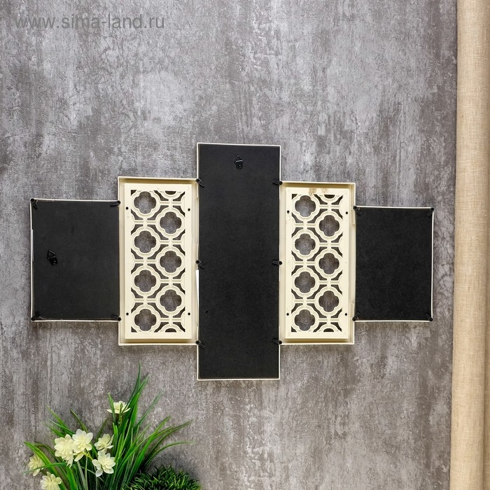 Фоторамка пластик на 4 фото 10х15 см  Фоторамка пластик на 4 фото 10х15 см "Узор" бежевая 35х62х2 см