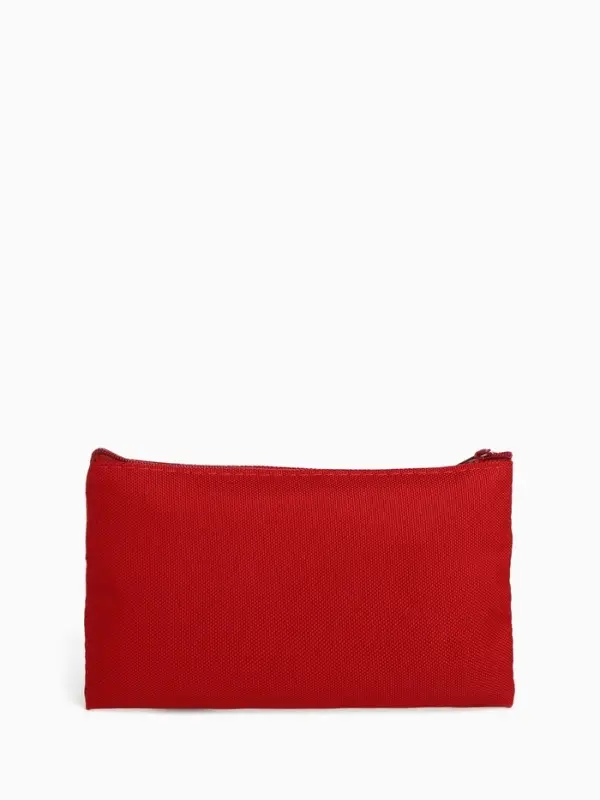 Косметичка-пенал на молнии, плоская, маленькая, однотонная, бордовая