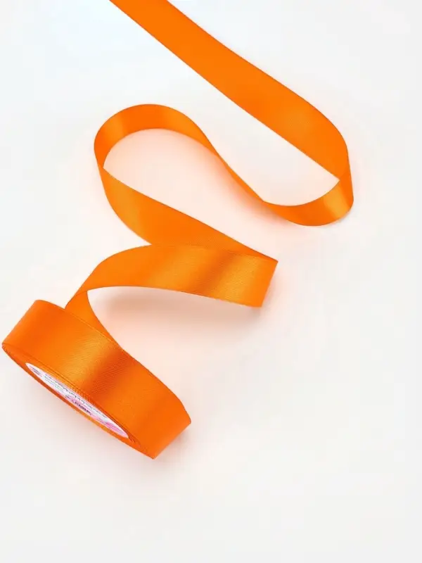 Лента атласная, 20 мм, 23&plusmn;1 м, ярко-оранжевая №25