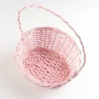 Корзина плетеная, 26х21х8х13х32 см, розовый, ива