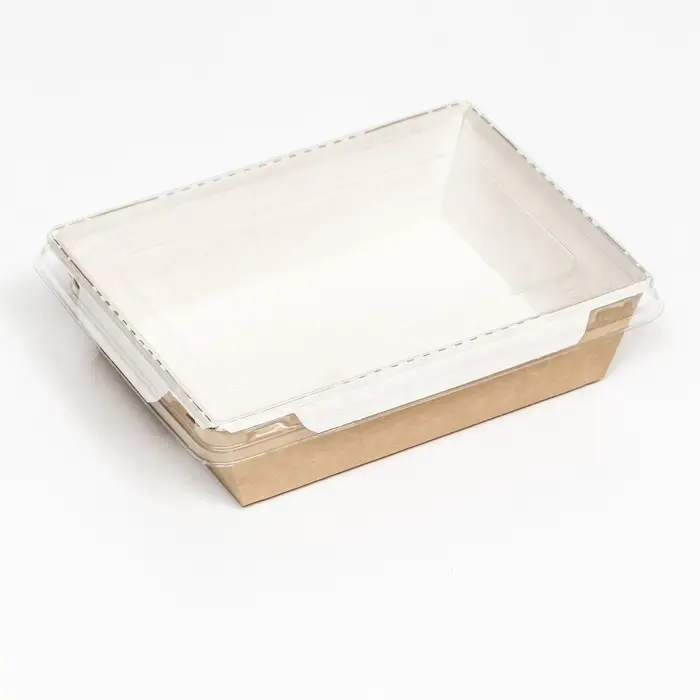 Салатник одноразовый, контейнер с прозрачной крышкой, крафт, 0.5 л, 16&times;12&times;4.5 см