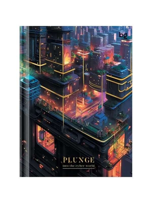 Блокнот А6, 80 листов, в клетку, Cyber world, твердая обложка, тиснение фольгой